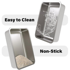 Olacat stainless steel litter box with rounded corners for pet safety and comfort.