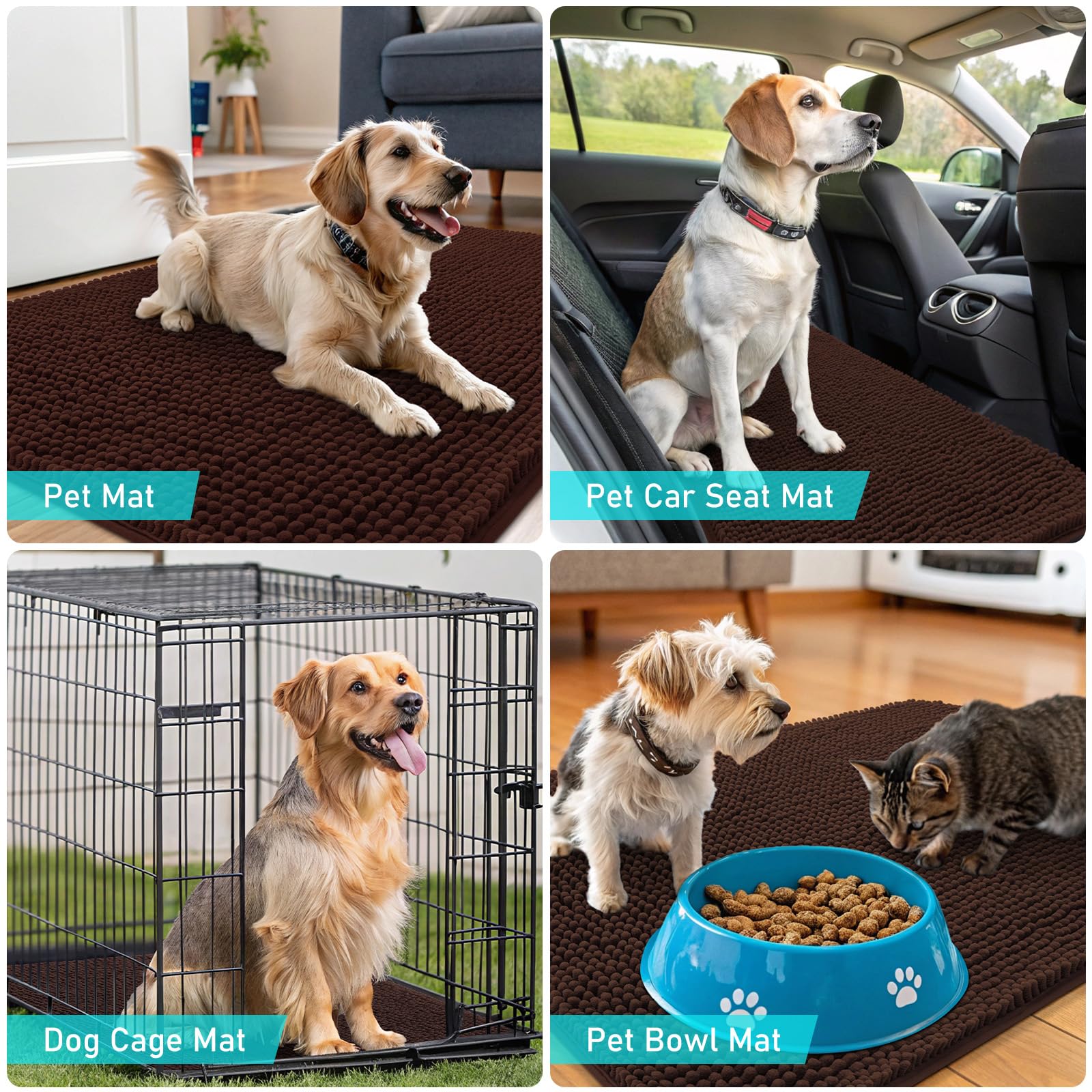 OLANLY dog door mat under-food-bowls protects floors from spills