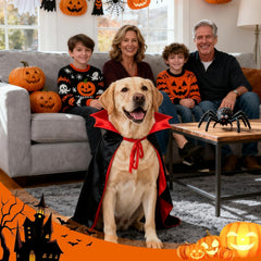 OLANRUN witch cosplay cape on dog for playful Halloween dress-up