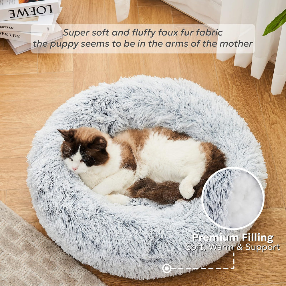 OlaPhum Calming Dog Bed with 8-inch raised rim supports head and neck comfort.