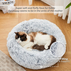 OlaPhum Calming Dog Bed with 8-inch raised rim supports head and neck comfort.
