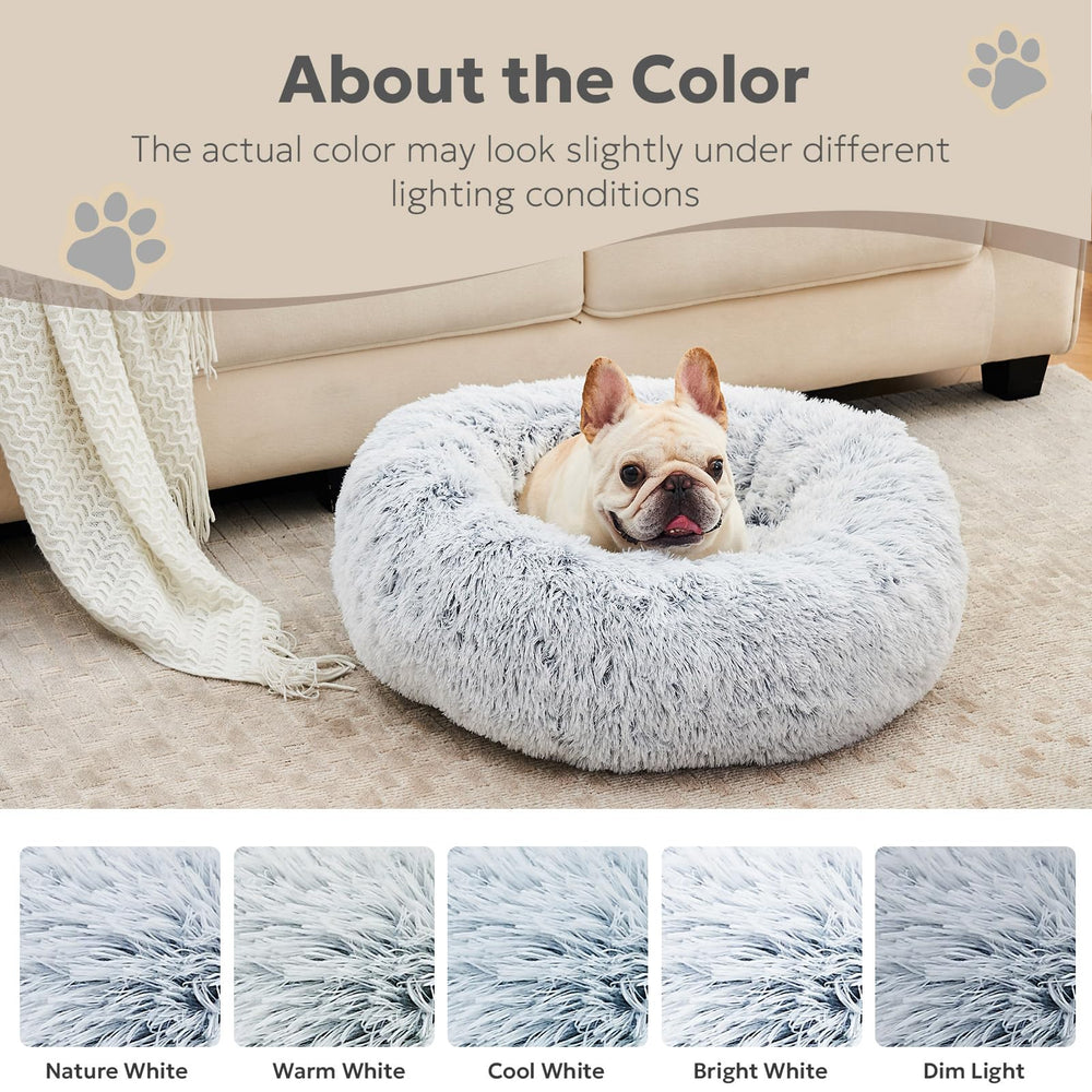 OlaPhum Calming Dog Bed for small dogs highlights size-23in option for tiny companions.