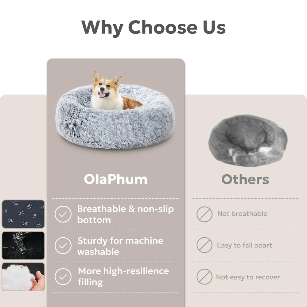 OlaPhum Calming Dog Bed secure materials ensure pet and family-friendly use.