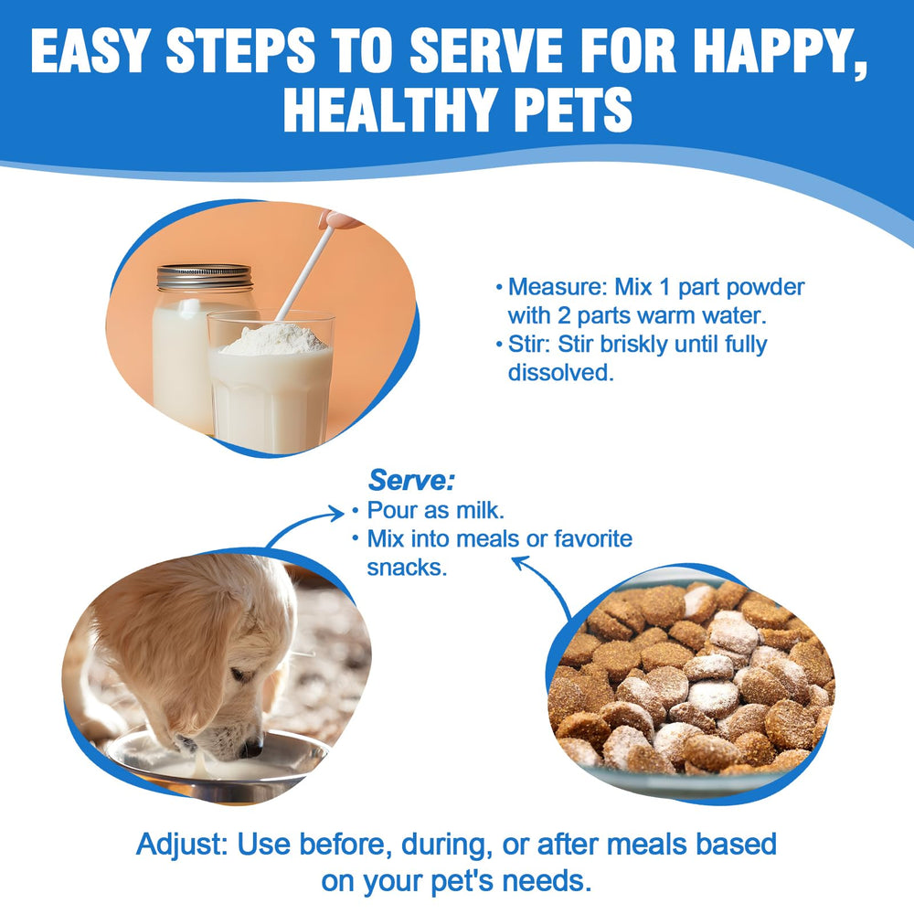 Olassubd goat milk powder calm scene shows pet relaxed during routine