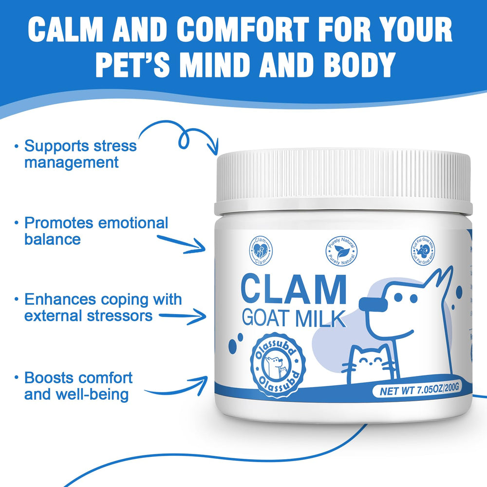 Olassubd goat milk powder pet serving demonstrates serving as a calming treat