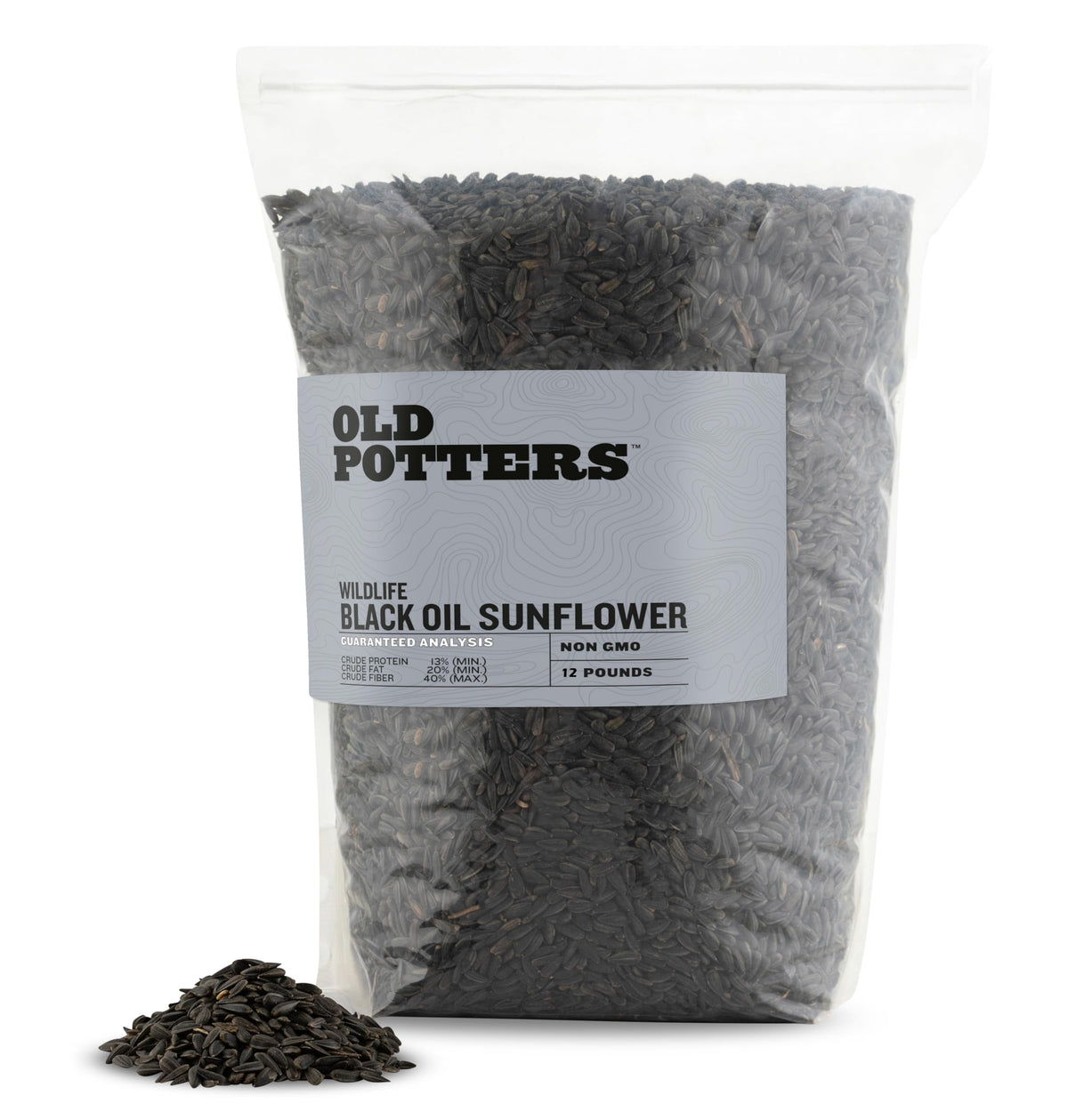 Old Potters Wildlife black oil sunflower seeds in a feeder attract diverse backyard birds