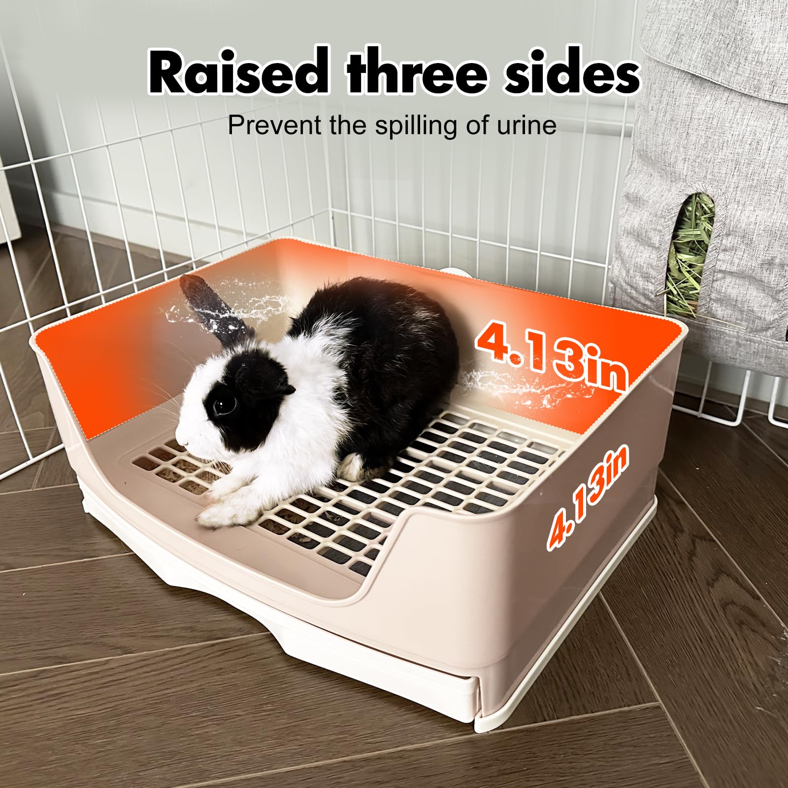 Oleisert large rabbit litter box buckle design anchors to cage