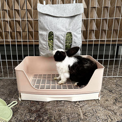Oleisert large rabbit litter box inside cage shows spacious interior