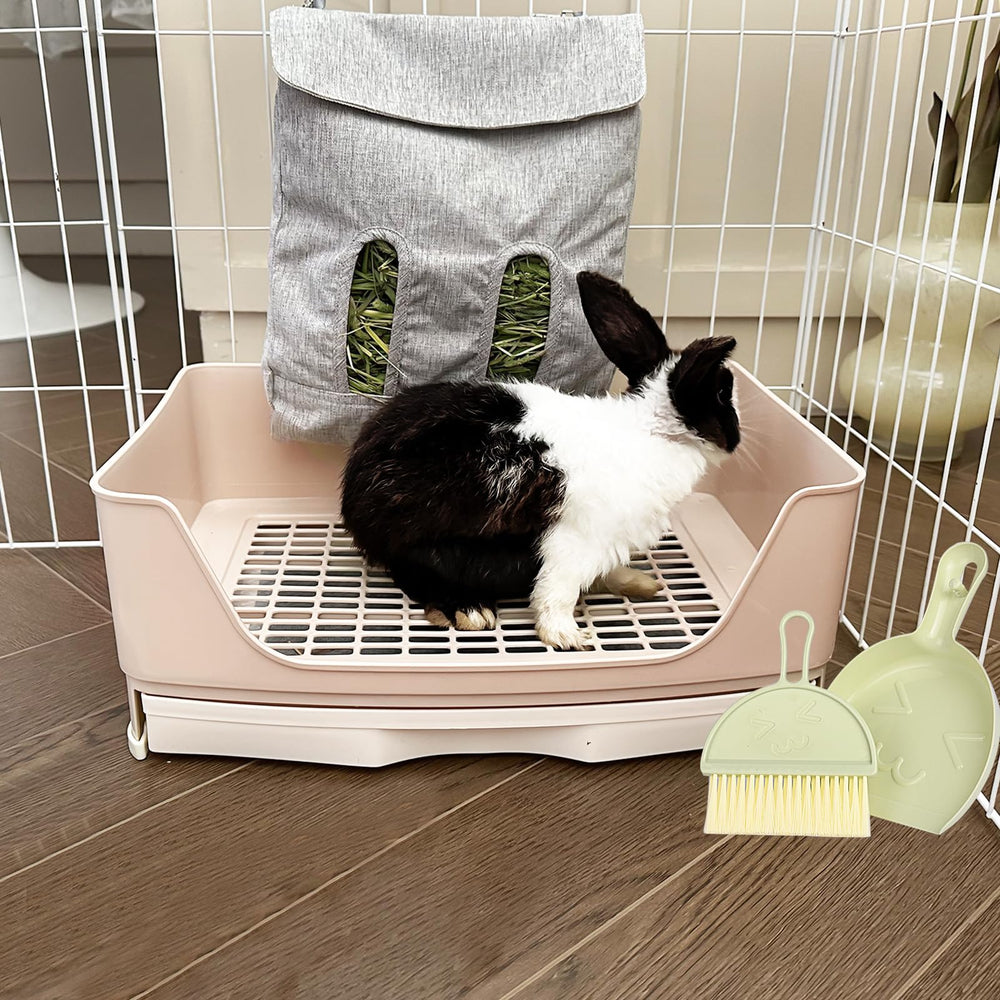 Oleisert large rabbit litter box ready for pee pad changes