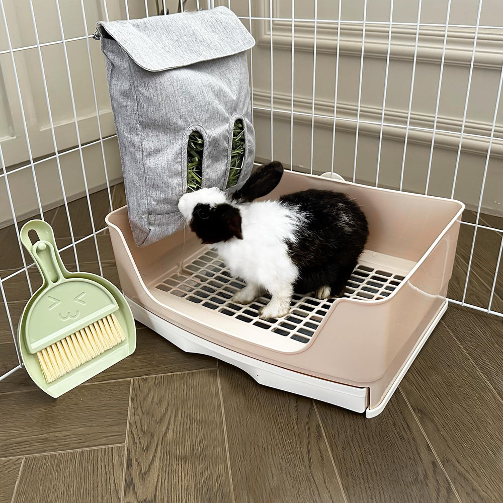 Oleisert large rabbit litter box drawer system close-up for easy disposal