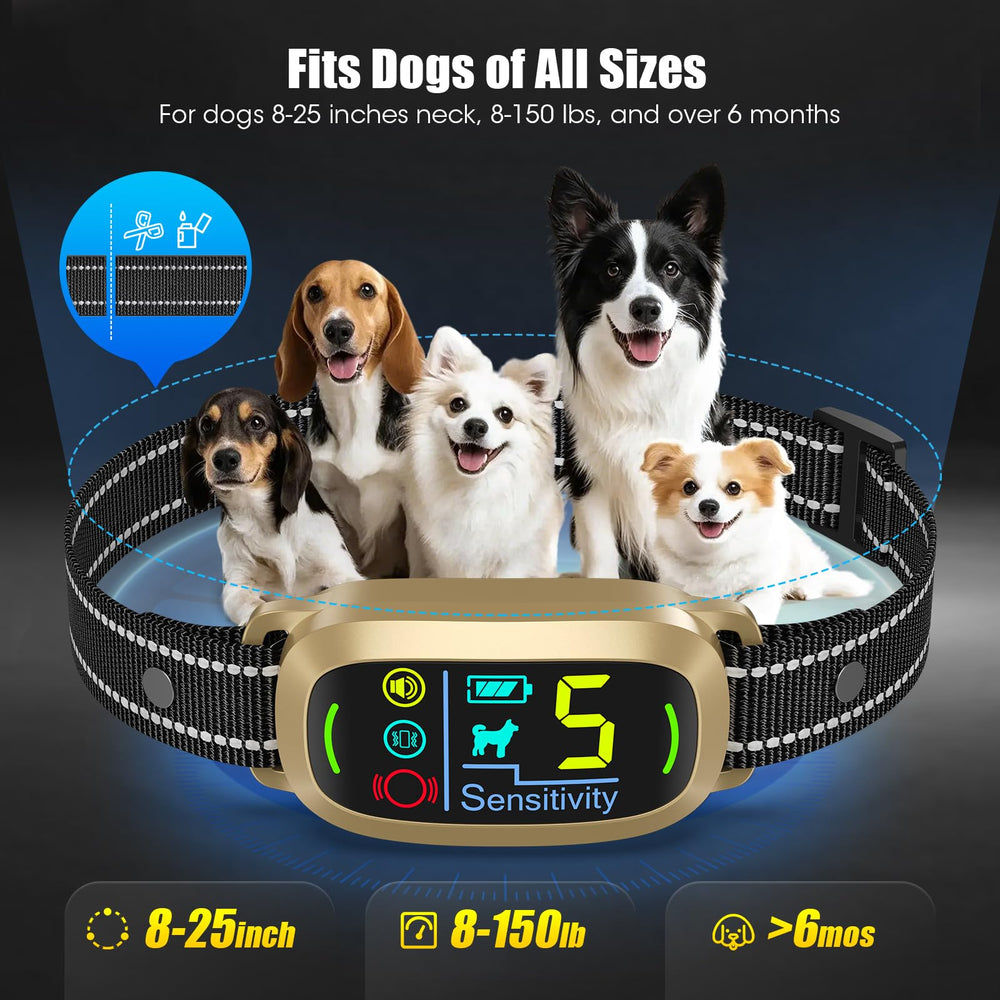 Oliry bark collar fits dogs from 8 to 150 pounds and 8–25 inch necks