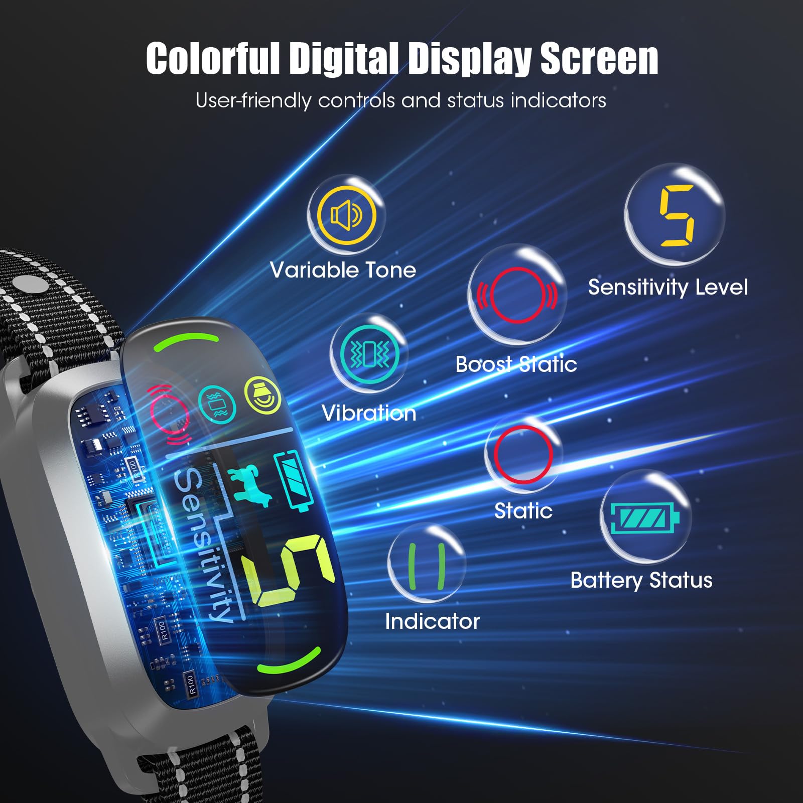 Oliry Smart AI Bark Collar Type-C charging port enables quick power-ups
