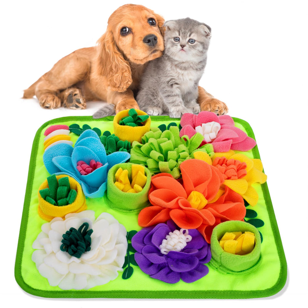 Oliumt Snuffle Mat for dogs on bright green promotes slow feeding and mental engagement.