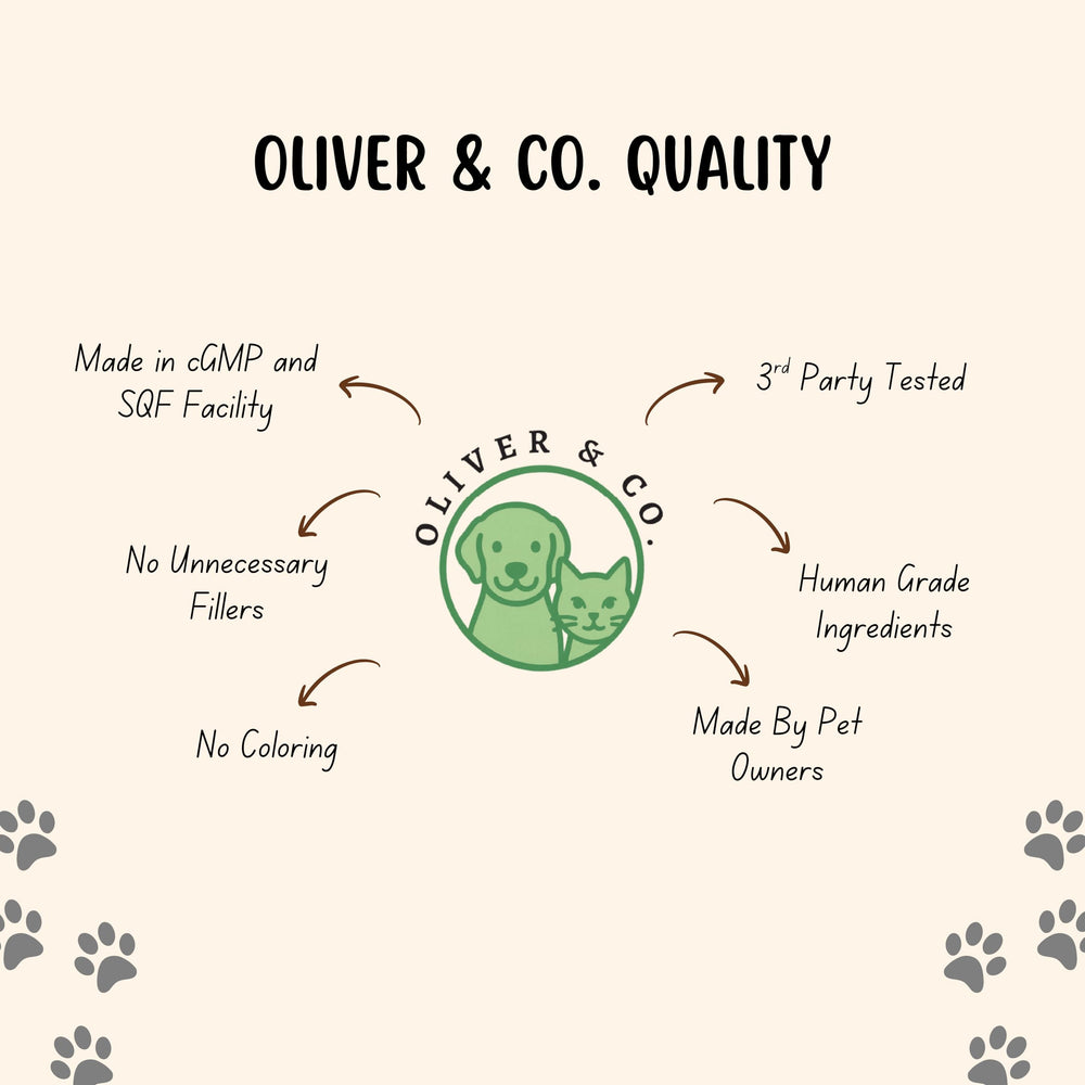 Oliver and Co collagen for dogs digestive relief ginger display suggests soothing support