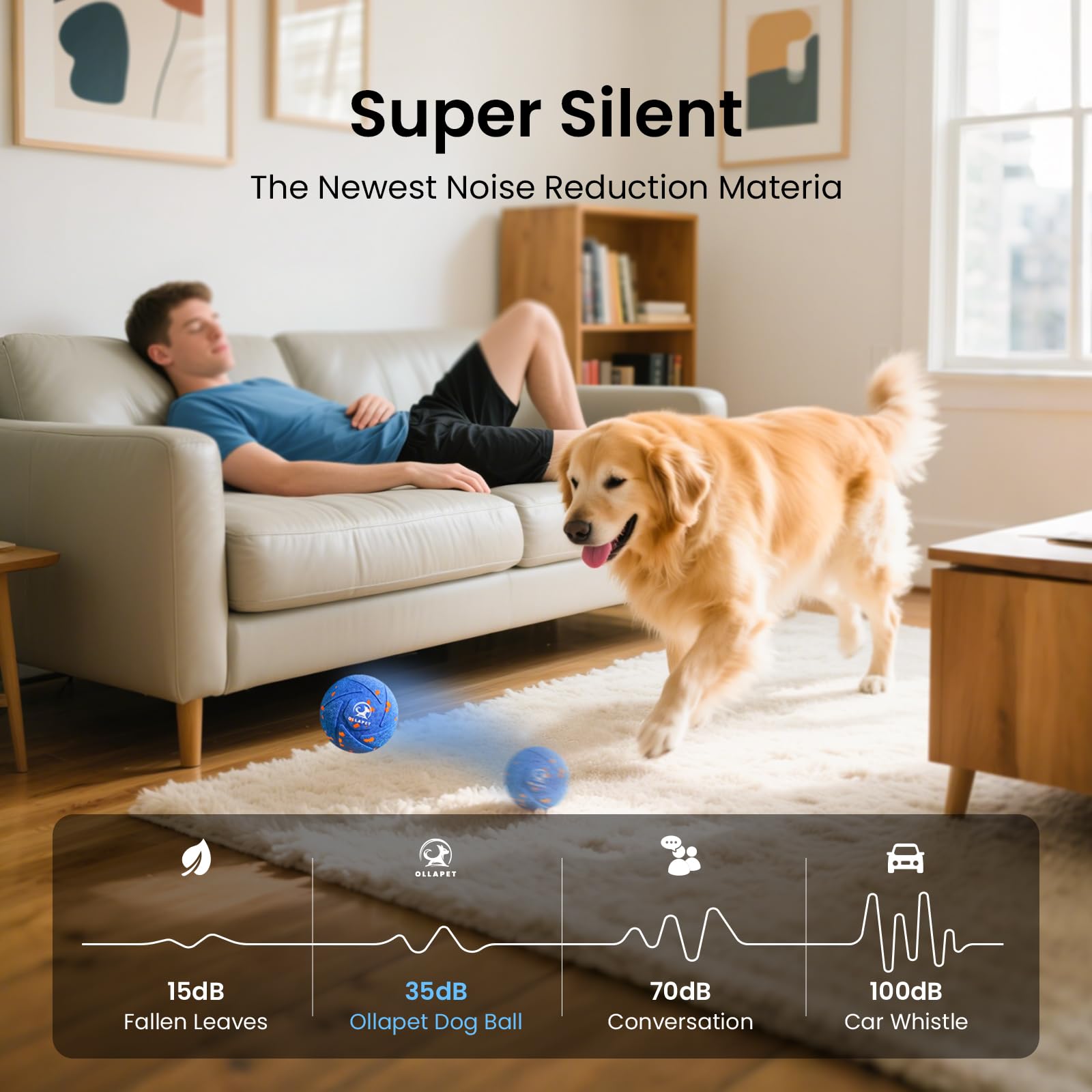 Ollapet 3.2-inch diameter ball fits medium to large dogs.