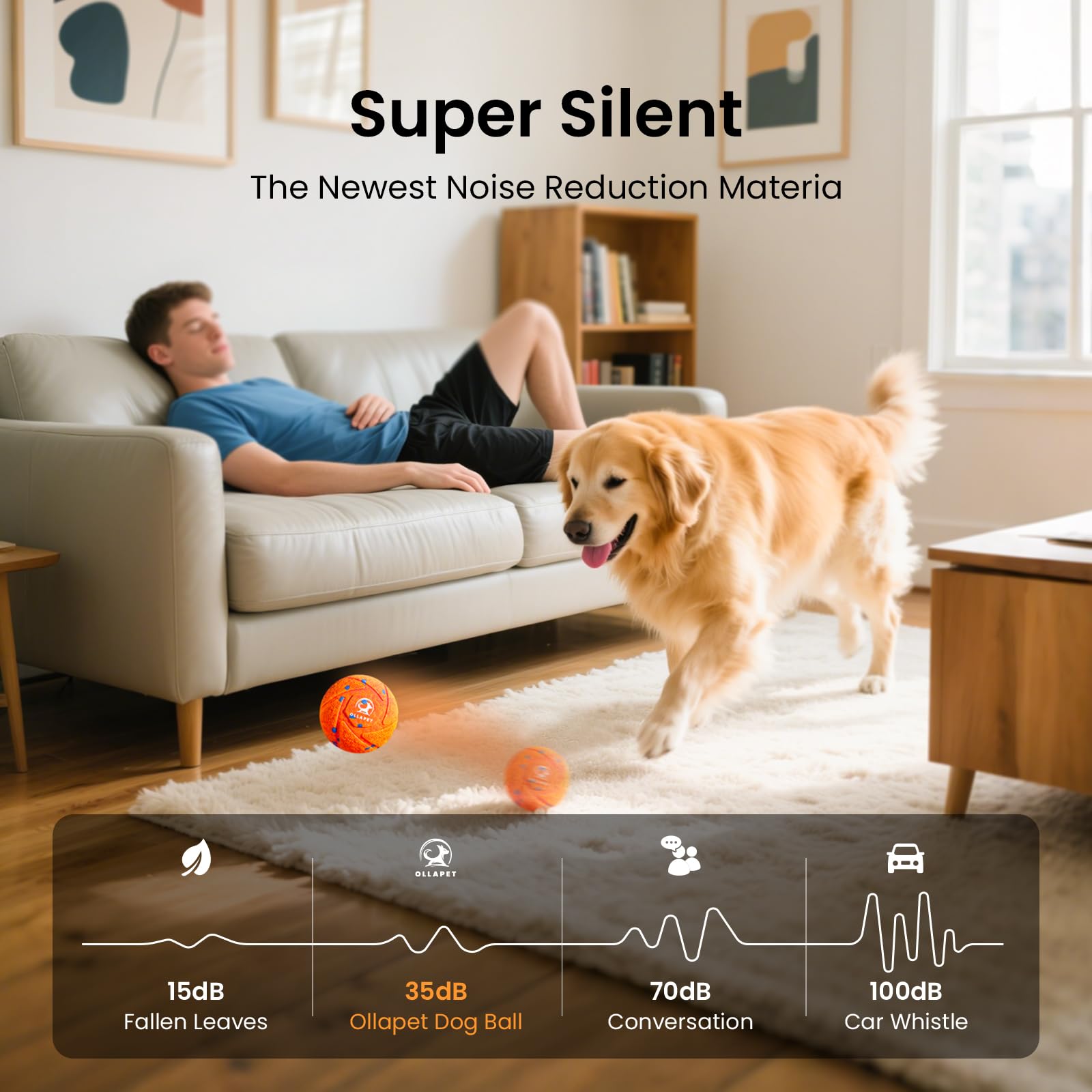 Ollapet Smart Ball delivers up to 4 hours of play on a full charge.