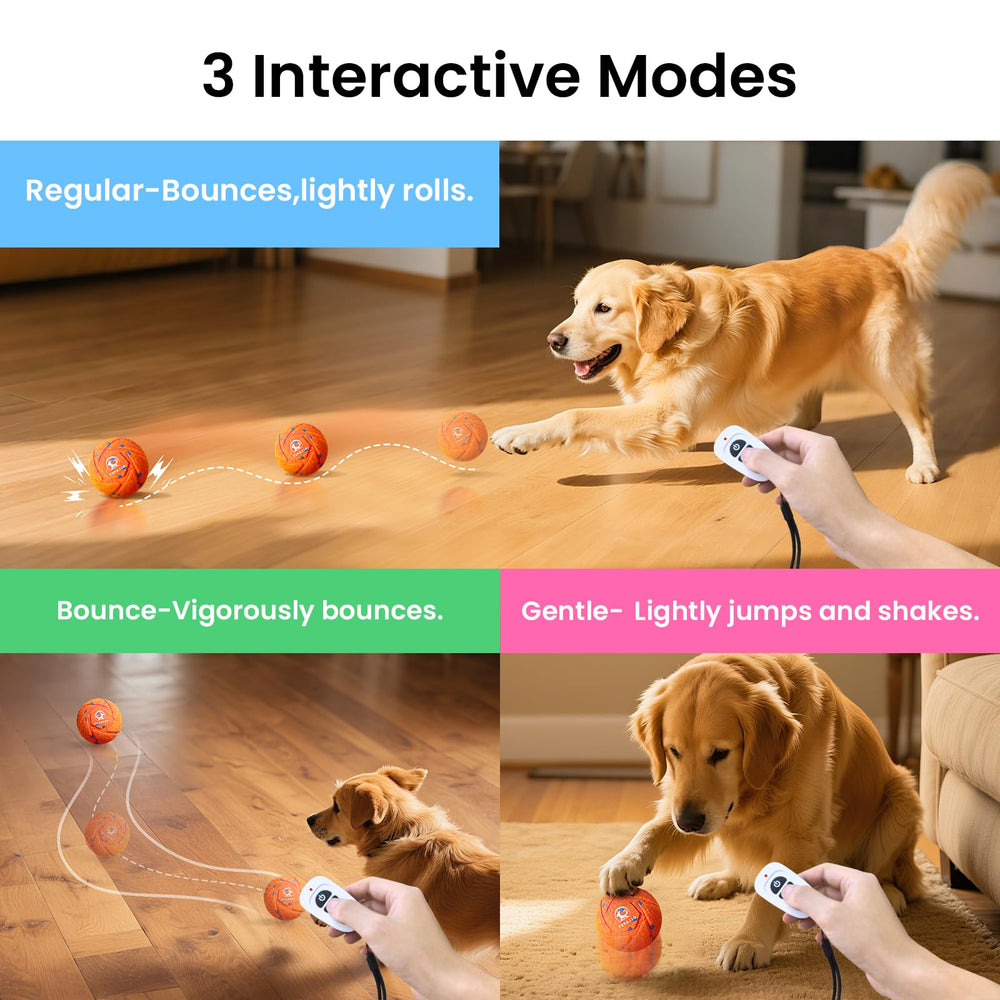 Ollapet Smart Ball Gentle mode lightly jumps for relaxed indoor fun.