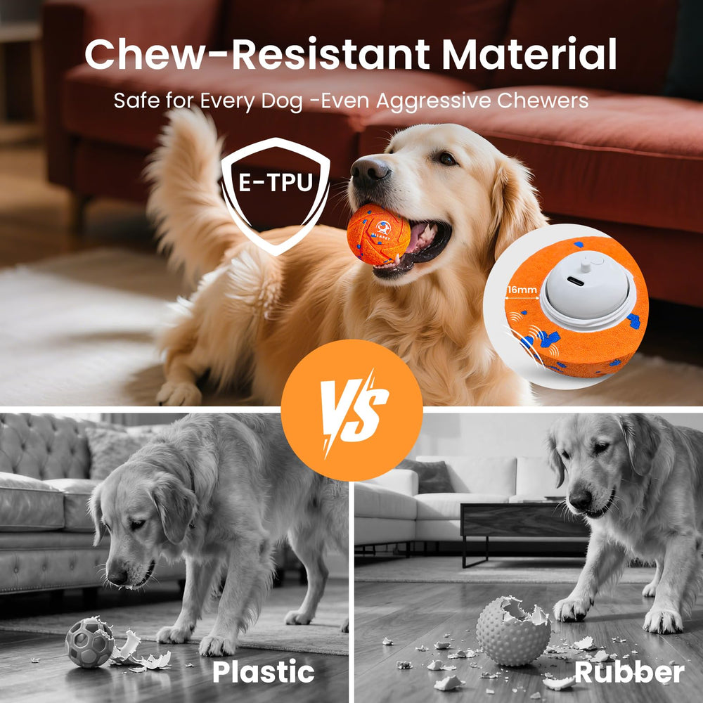 Ollapet Smart Ball in Regular mode softly rolling to engage dogs calmly.