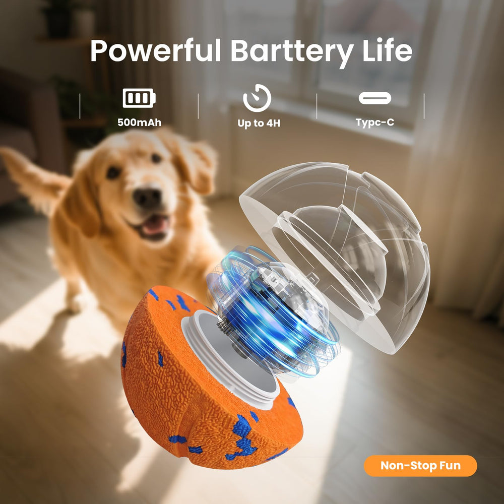 Ollapet Smart Ball USB-C charging with quick 90-minute top-up.