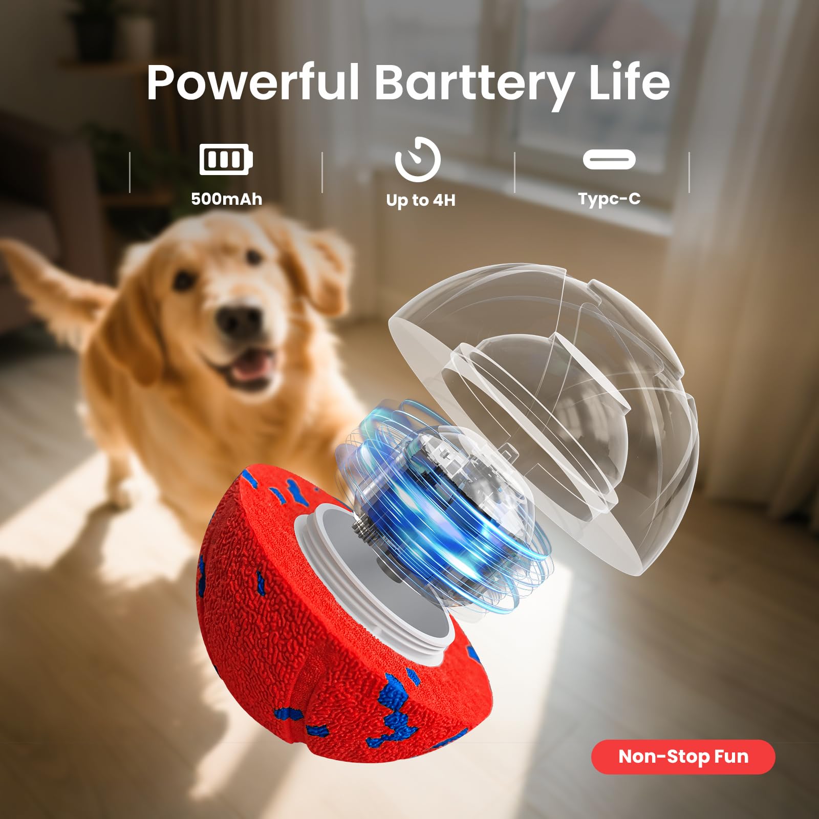 Ollapet ball gentle mode for cozy indoor play