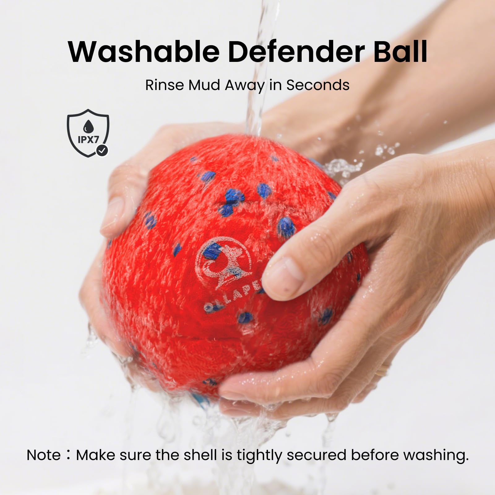 Ollapet red toy ball in high-visibility for easier spotting