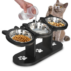 OLLVIA raised-cat-bowls-assembly demonstrates ergonomic height for comfortable meals.