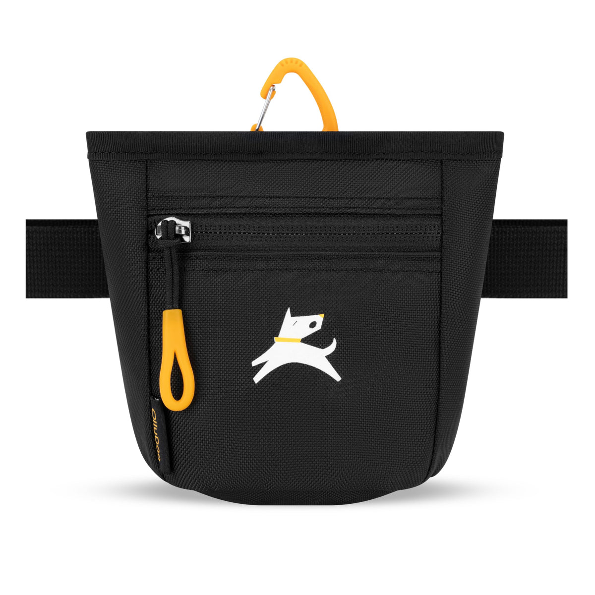 OllyDog Goodie Treat Bag Raven S25 worn at the waist for hands-free training.
