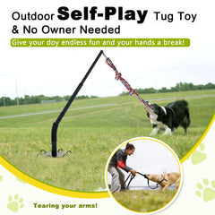 Olpchee ground stakes keep the toy stable for energetic tug sessions