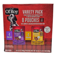 Ol' Roy filet mignon tender morsels 3.5oz pouch showcases savory gravy for appealing meals.