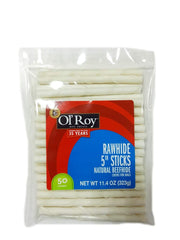 Ol' Roy Rawhide 5in sticks — natural beef hide chew for dogs