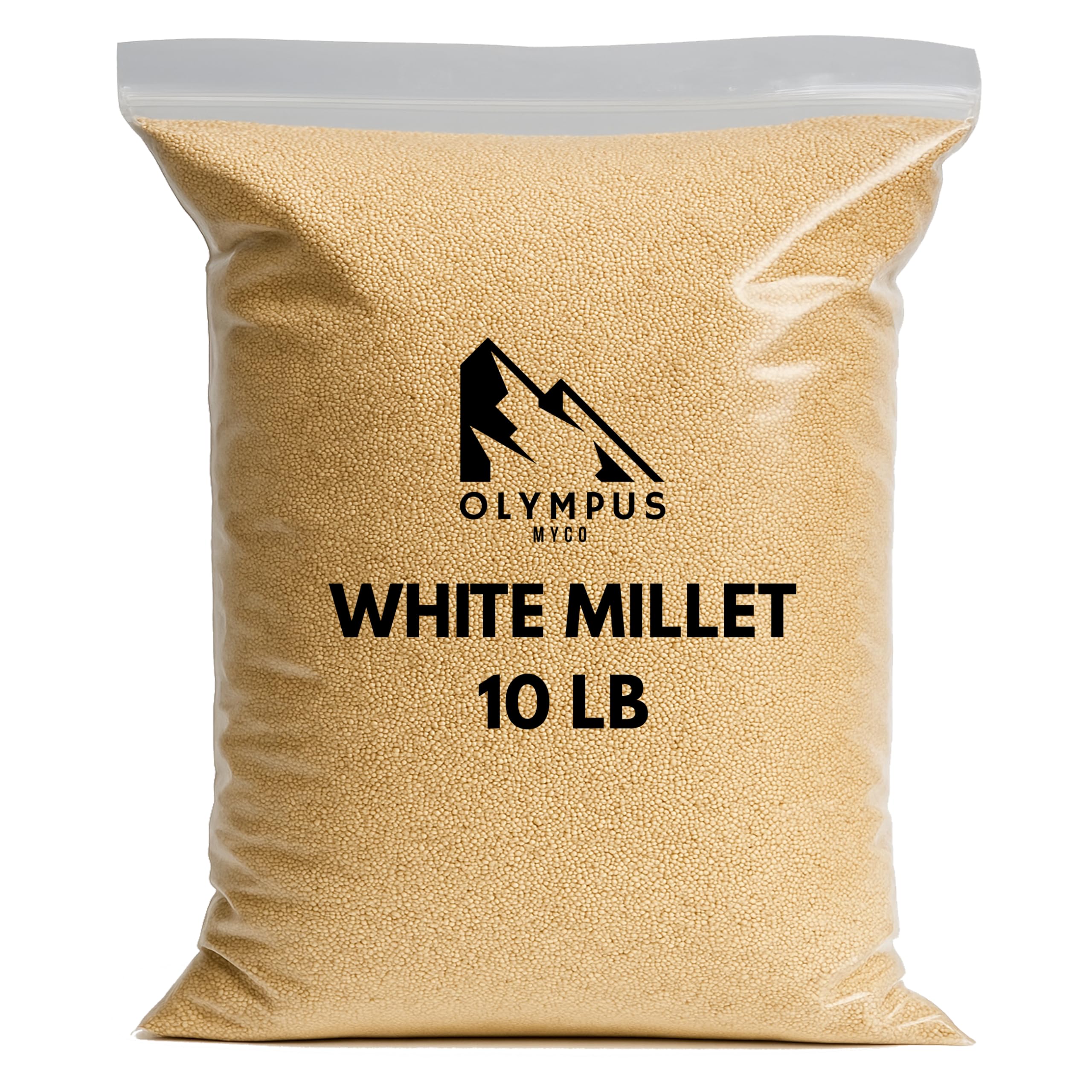 Olympus Myco White Proso Millet Seed bag boosts backyard birds' nutrition and variety.
