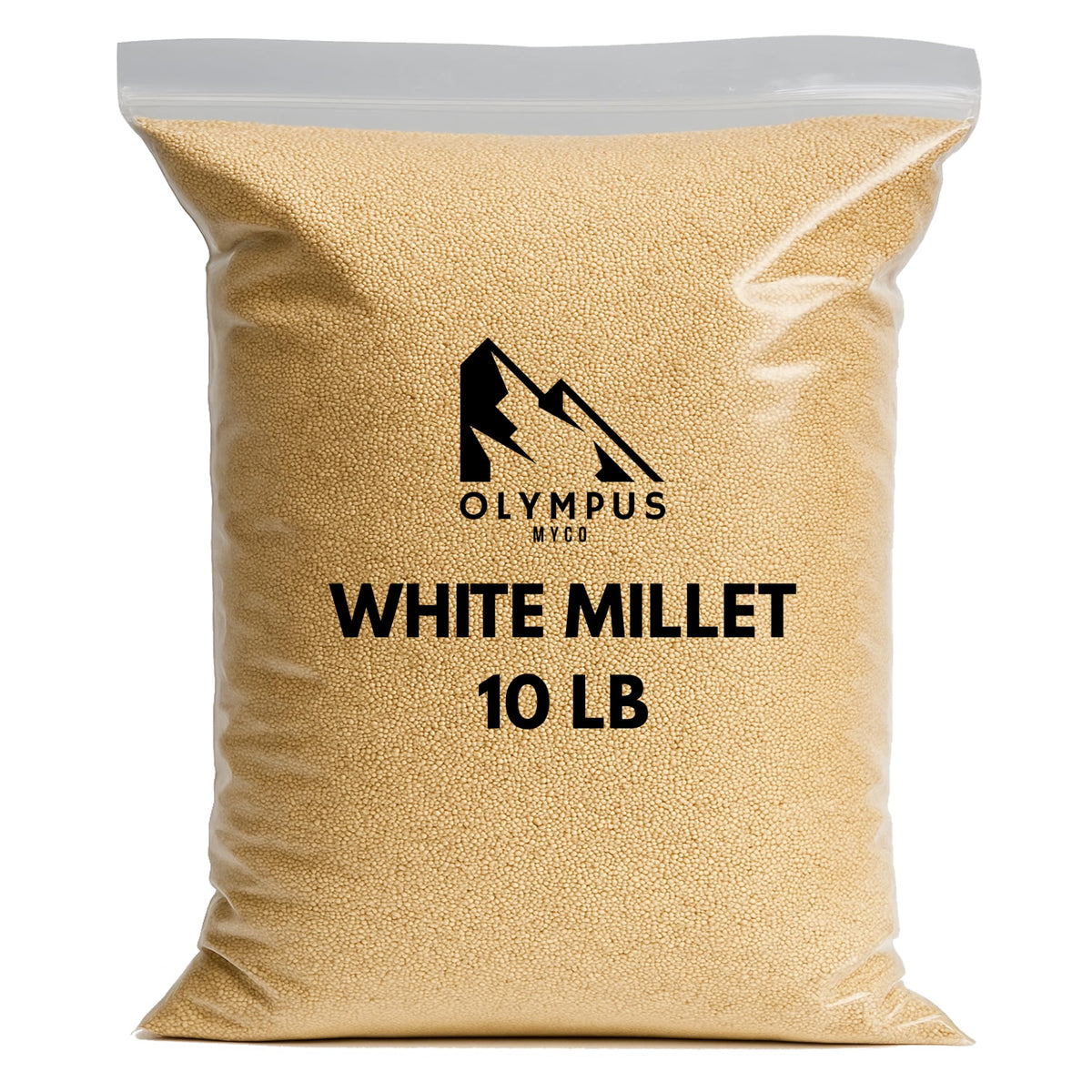 Olympus Myco White Proso Millet Seed bag boosts backyard birds' nutrition and variety.