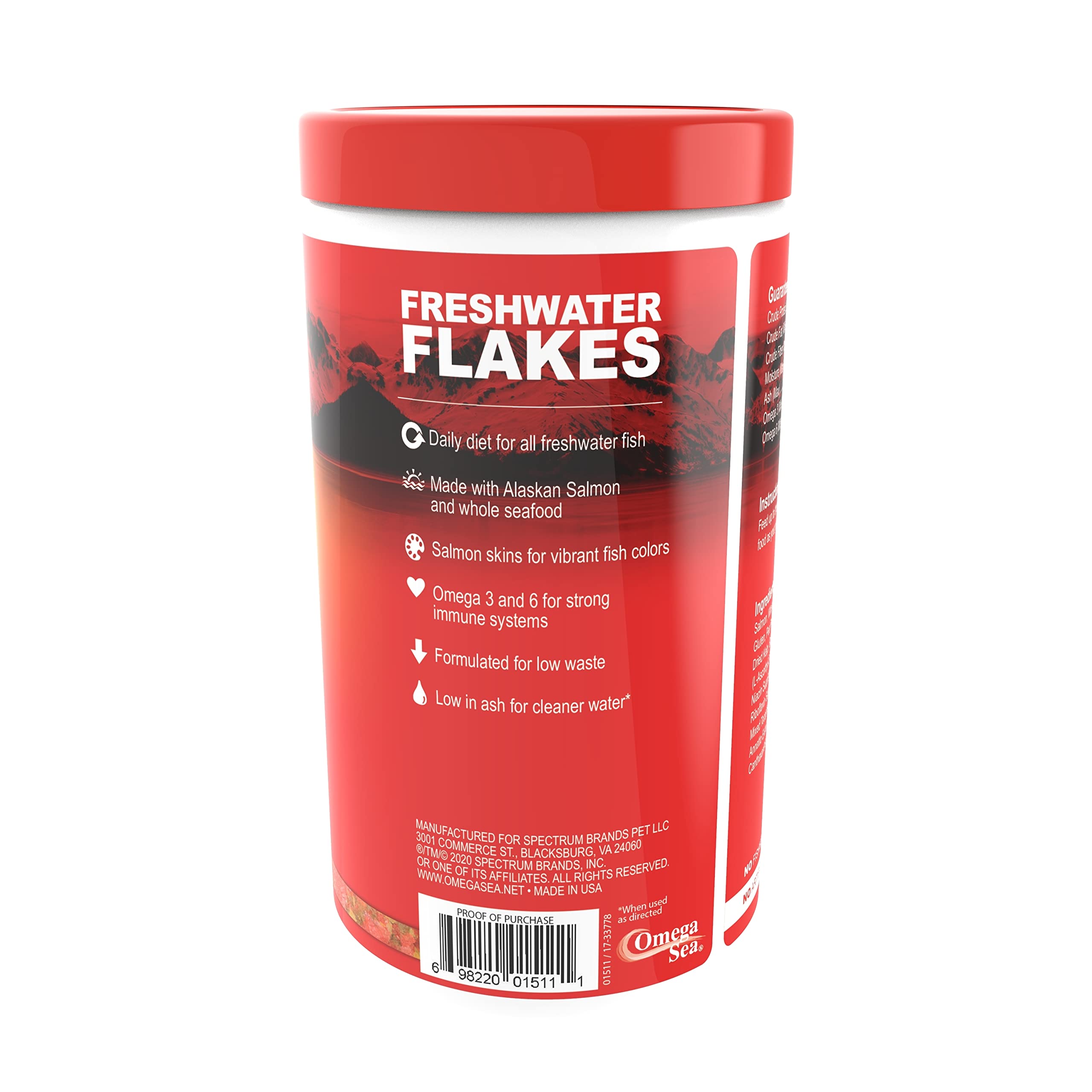 Omega One Freshwater Flakes ofrece balance nutricional para el cuidado diario de peces.
