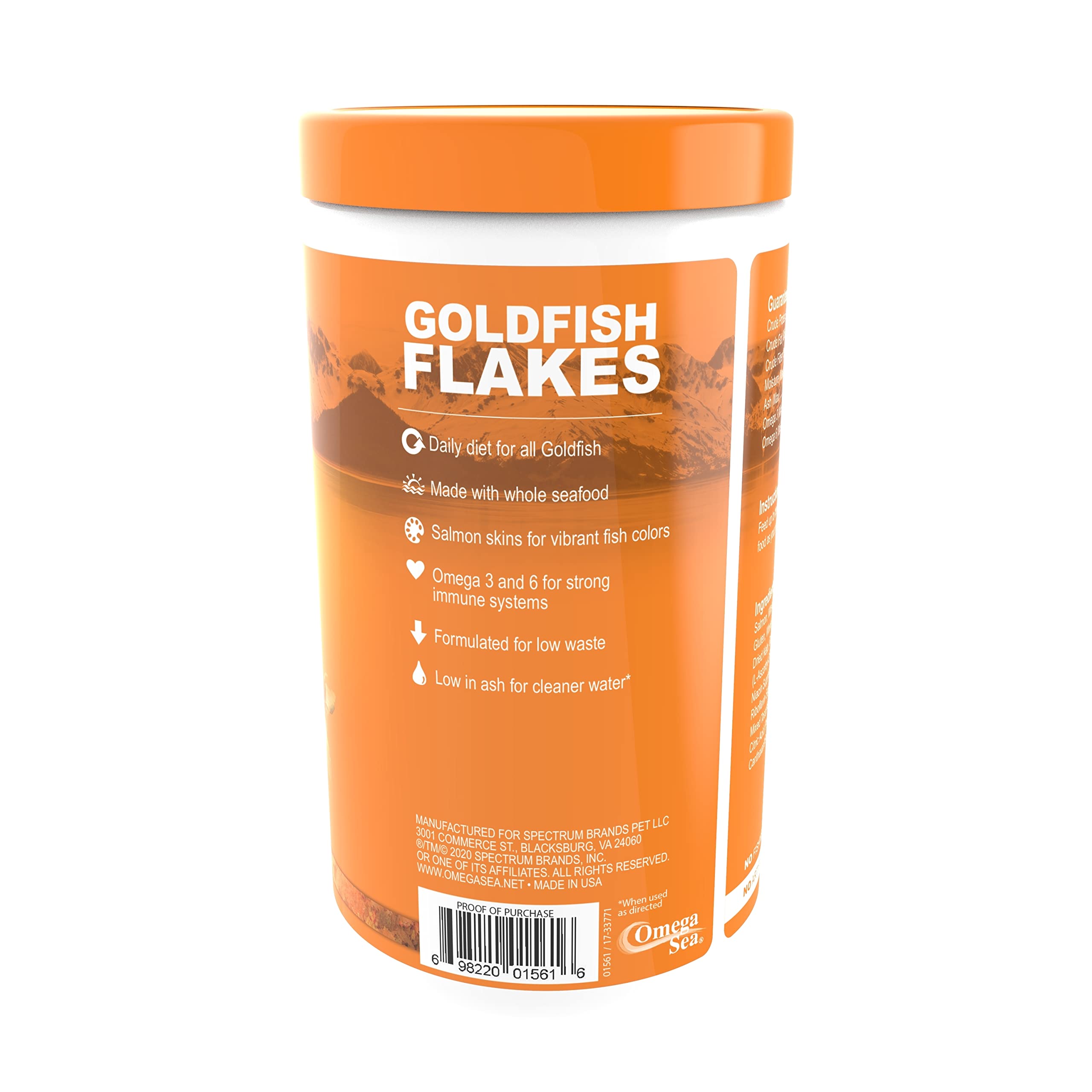 Omega One Goldfish Flakes low-ash-content aids water clarity