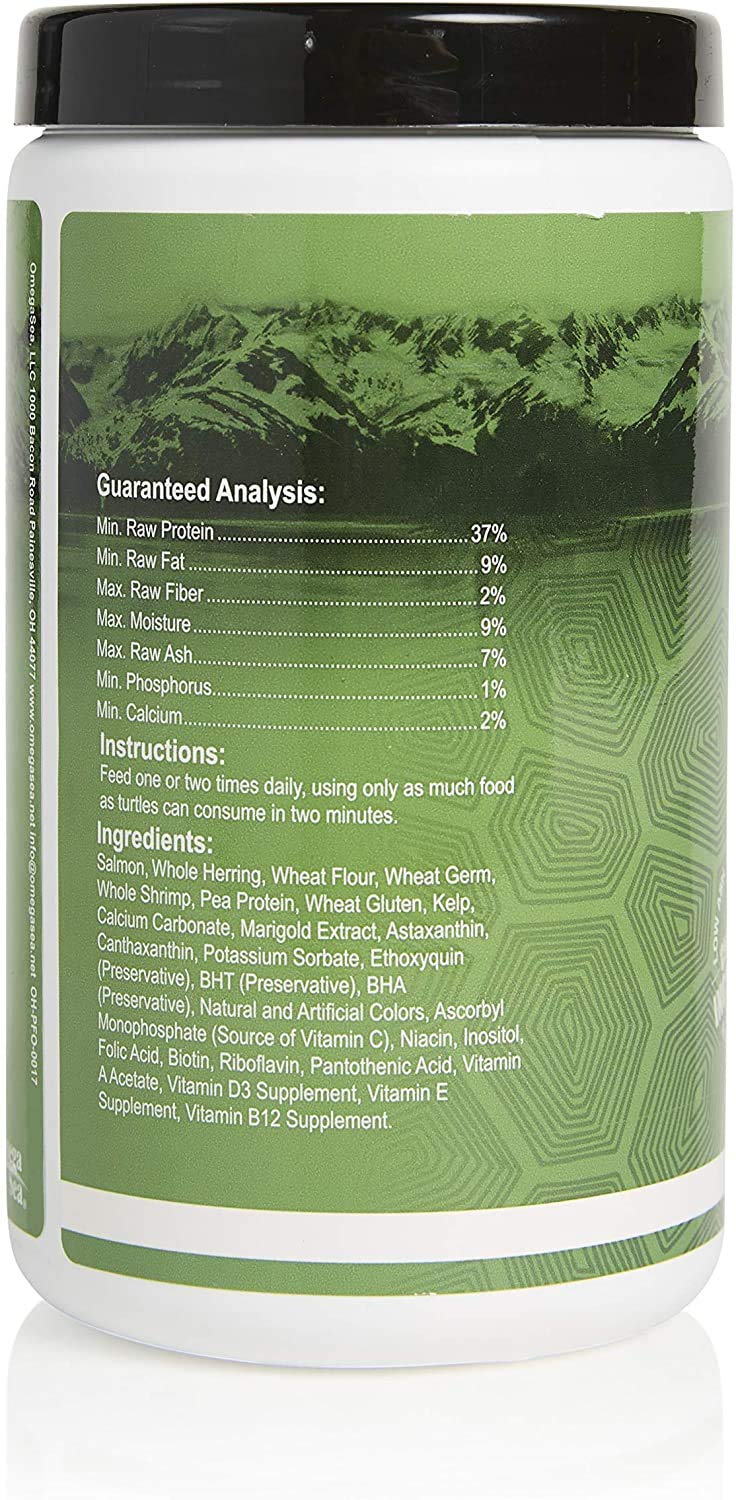 Omega One made in USA turtle sticks three-pack display highlighting reliable nutrition