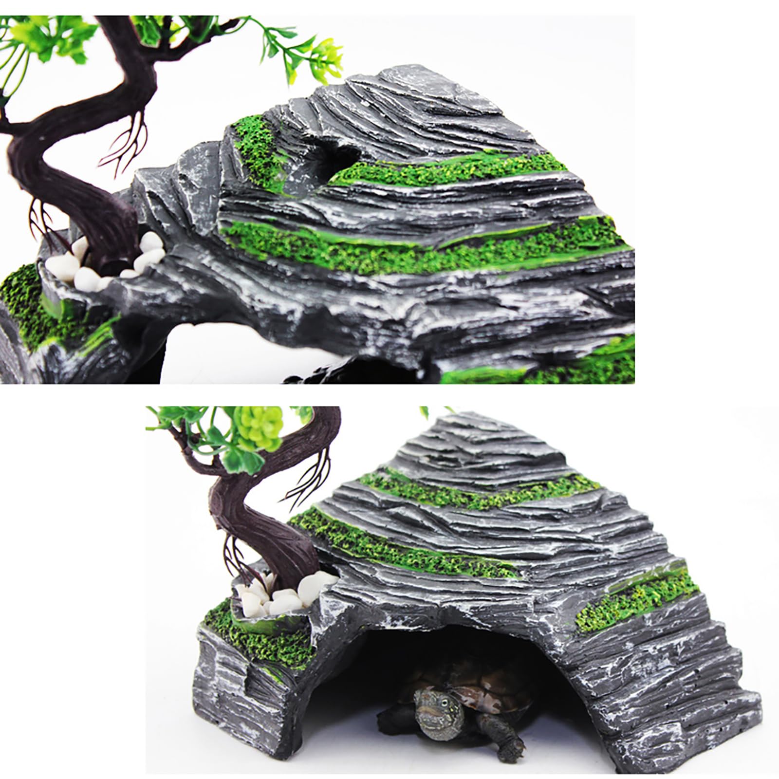 OMEM Reptile Box Shelter easy-to-clean resin for busy setups.