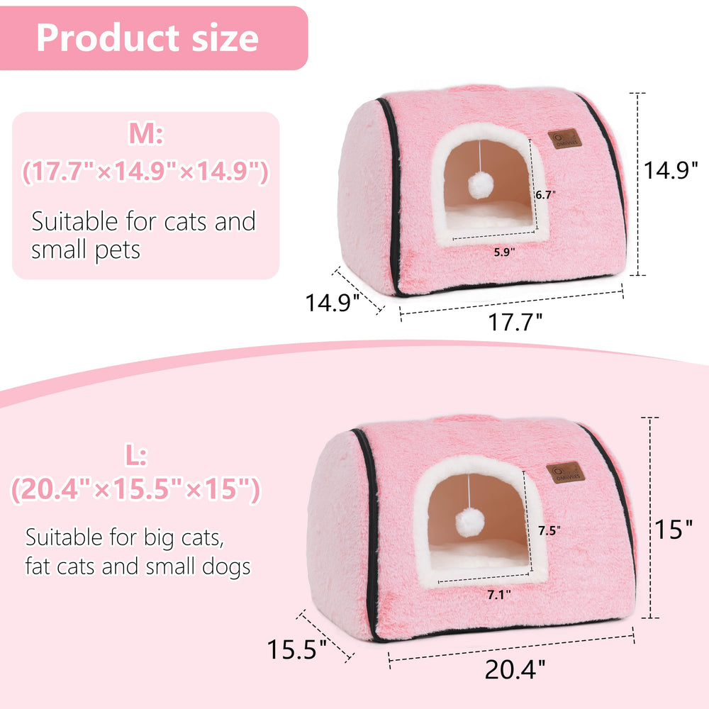 OMLIVLIES cat bed cave decorative ambience—soft pink fits home decor.