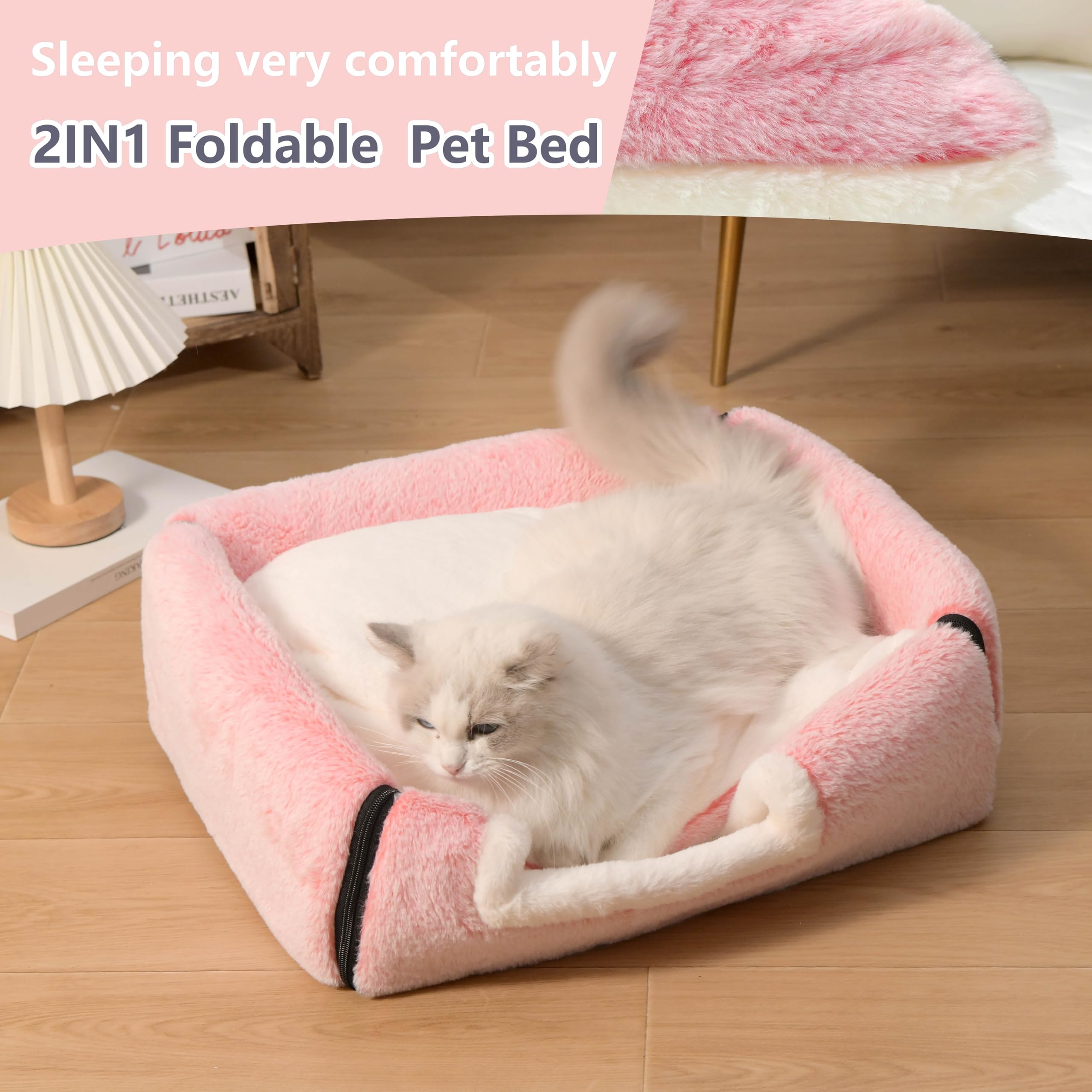 OMLIVLIES cat bed cave interior—spacious space for adult cats to stretch.