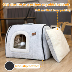 OMLIVLIES cat bed hanging plush ball adds interactive play and curiosity.