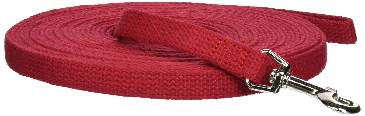 OmniPet cotton dog training lead in red for 30ft, ideal for controlled walks.