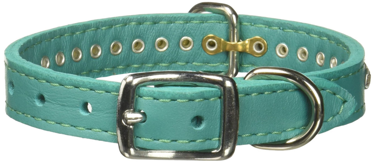 OmniPet Signature Leather Crystal Dog Collar in Jade, durable jade solid-grain leather for daily wear with sparkle.