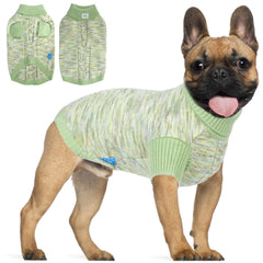 On The Roll green turtleneck dog sweater front view for warm daily wear