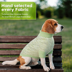On The Roll green turtleneck dog sweater stretchy fit for easy on-off