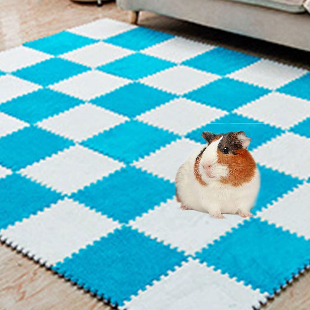 Oncpcare guinea pig pads blue close-up shows soft fleece for cozy comfort.