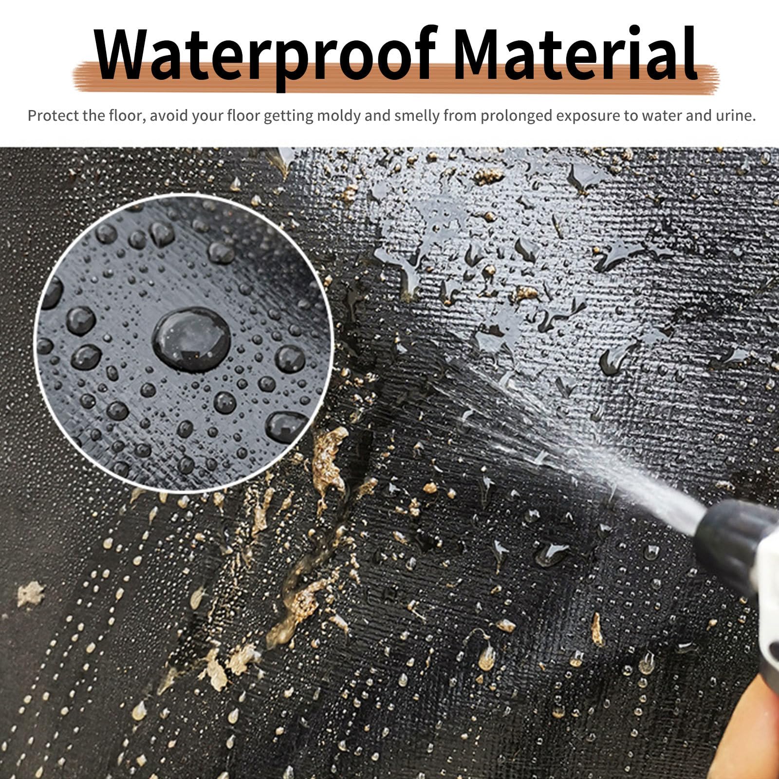 Oncpcare waterproof pet playpen mat closeup highlights the waterproof surface for quick cleanups