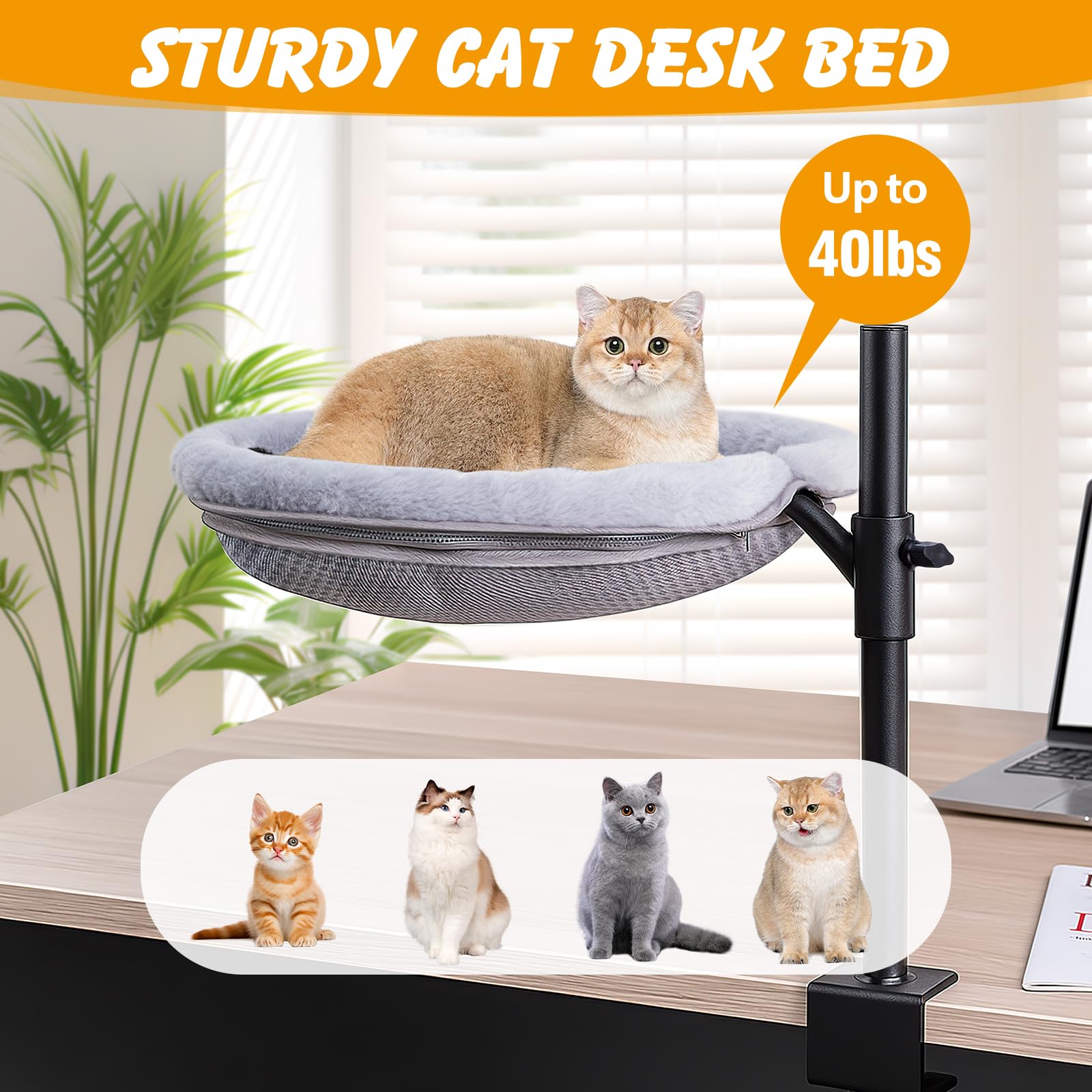 Ondware Cat Desk Bed removable cover for easy cleaning.