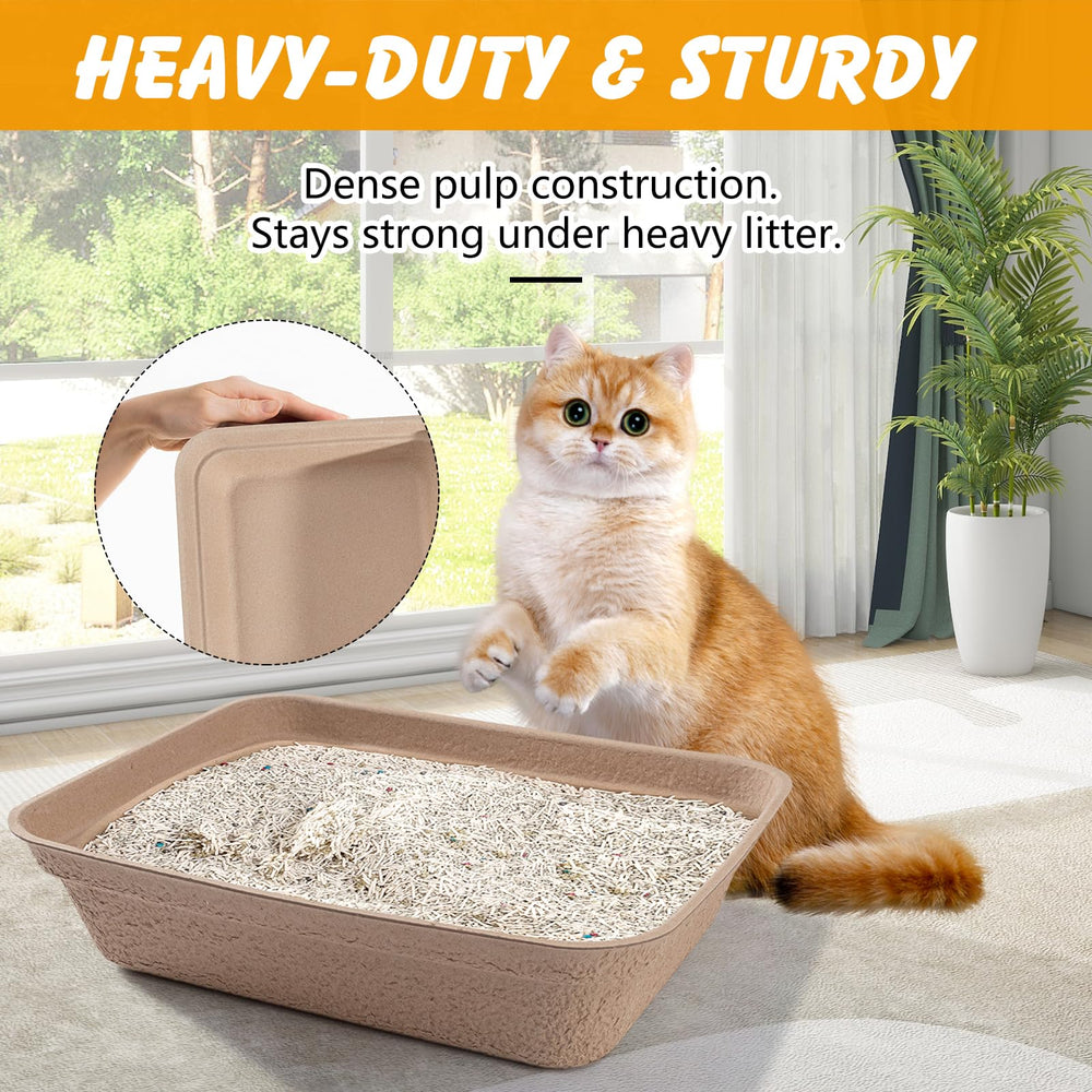 ondware disposable cat litter box side view emphasizes high walls and waterproof construction.
