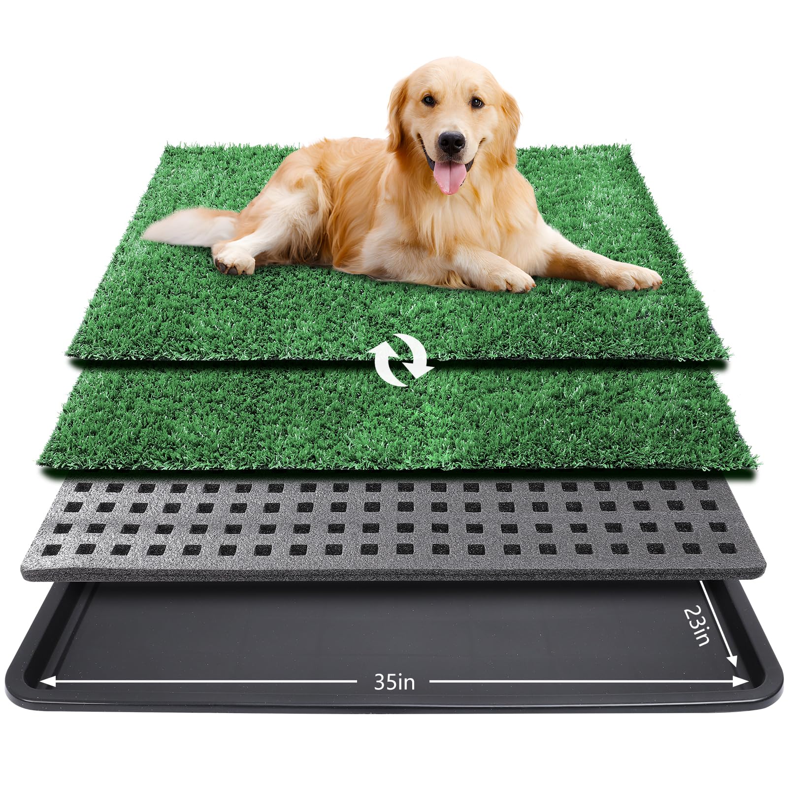 ondware dog grass pad tray main view showing large indoor potty for training