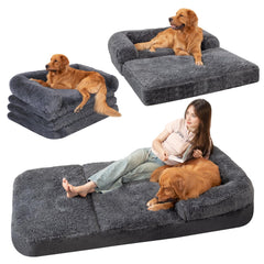 ondware foldable human dog sofa bed closed for easy transport and cozy lounging.
