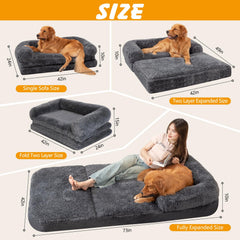ondware foldable bed with plush faux fur for cozy lounging with your dog.